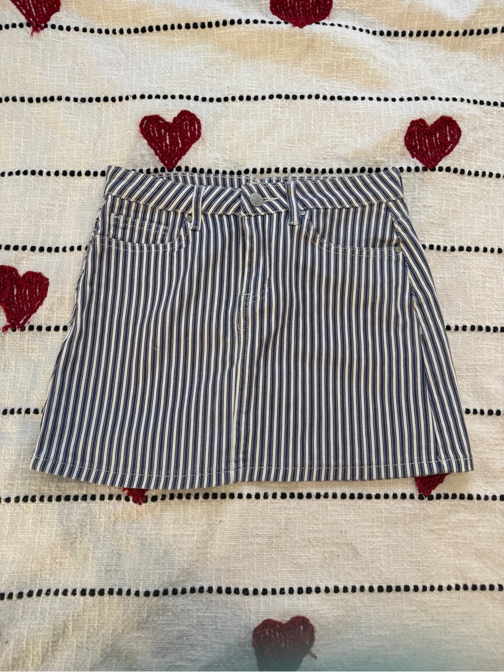 Sky and Sparrow Blue and White Striped Mini Skirt